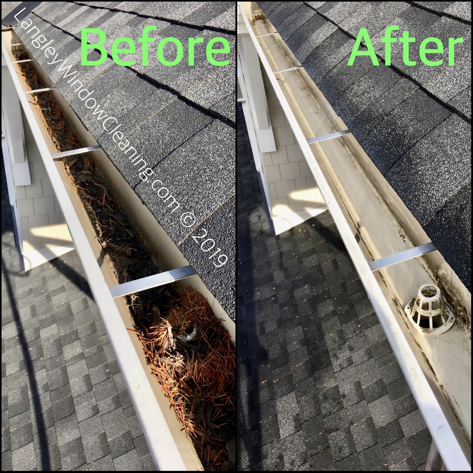Chilliwack Gutter Cleaning (before + after)
